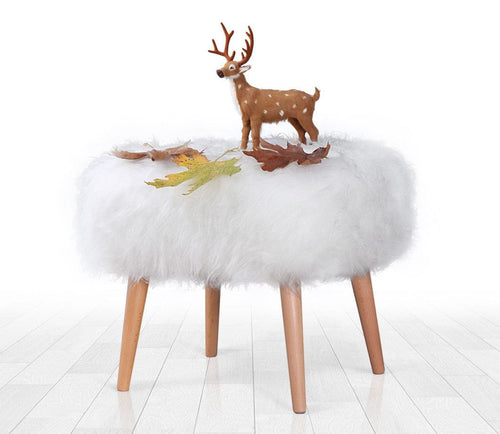 Pouf in tessuto Deer Bianco