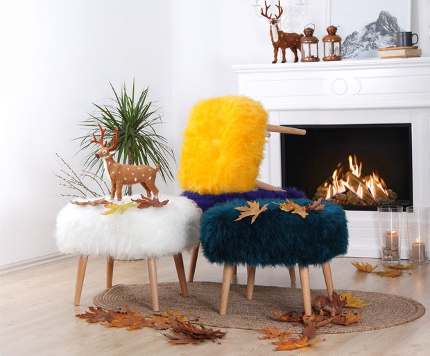 Pouf in tessuto Deer Bianco (2)