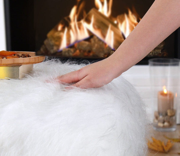 Pouf in tessuto Deer Bianco (3)