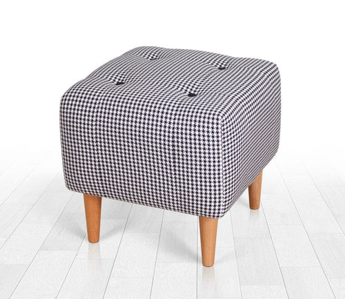 Pouf in tessuto Dotted Bianco e Nero