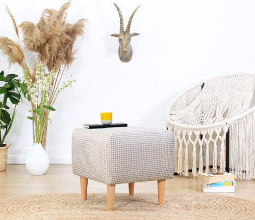 Pouf in tessuto Dotted Crema (1)