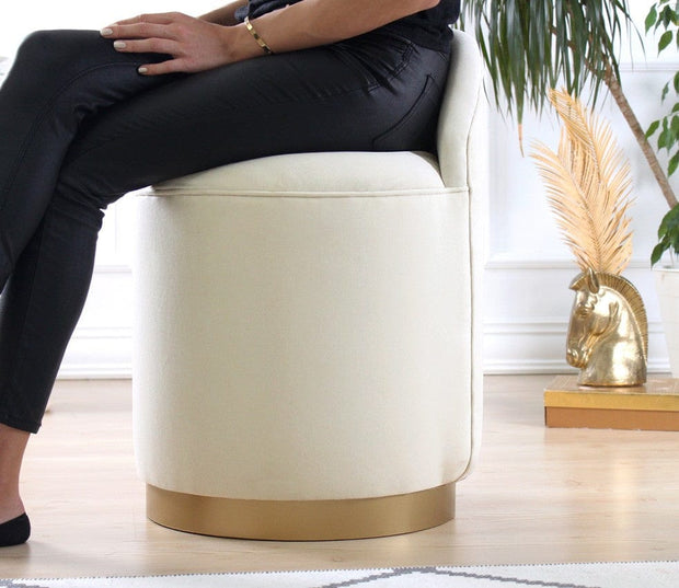 Pouf in tessuto Dover Crema (2)
