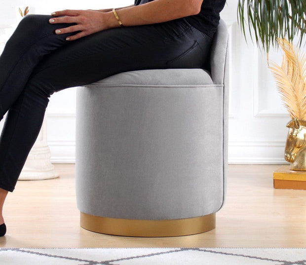 Pouf in tessuto Dover Grigio (2)
