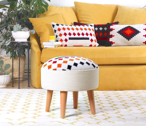 Pouf in tessuto Farm Bianco