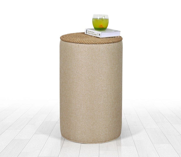Pouf in tessuto Filika Crema