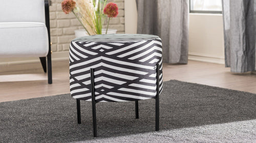 Pouf in tessuto Flow Bianco e Nero