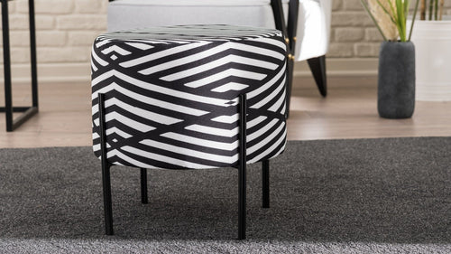 Pouf in tessuto Flow Bianco e Nero (1)