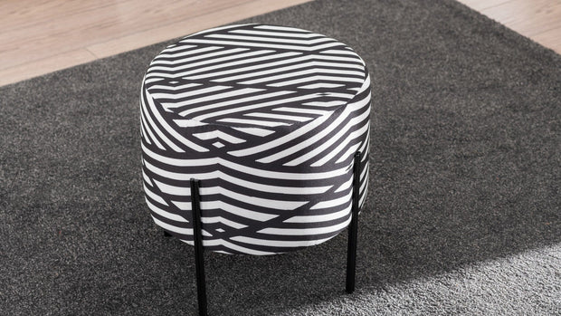 Pouf in tessuto Flow Bianco e Nero (2)
