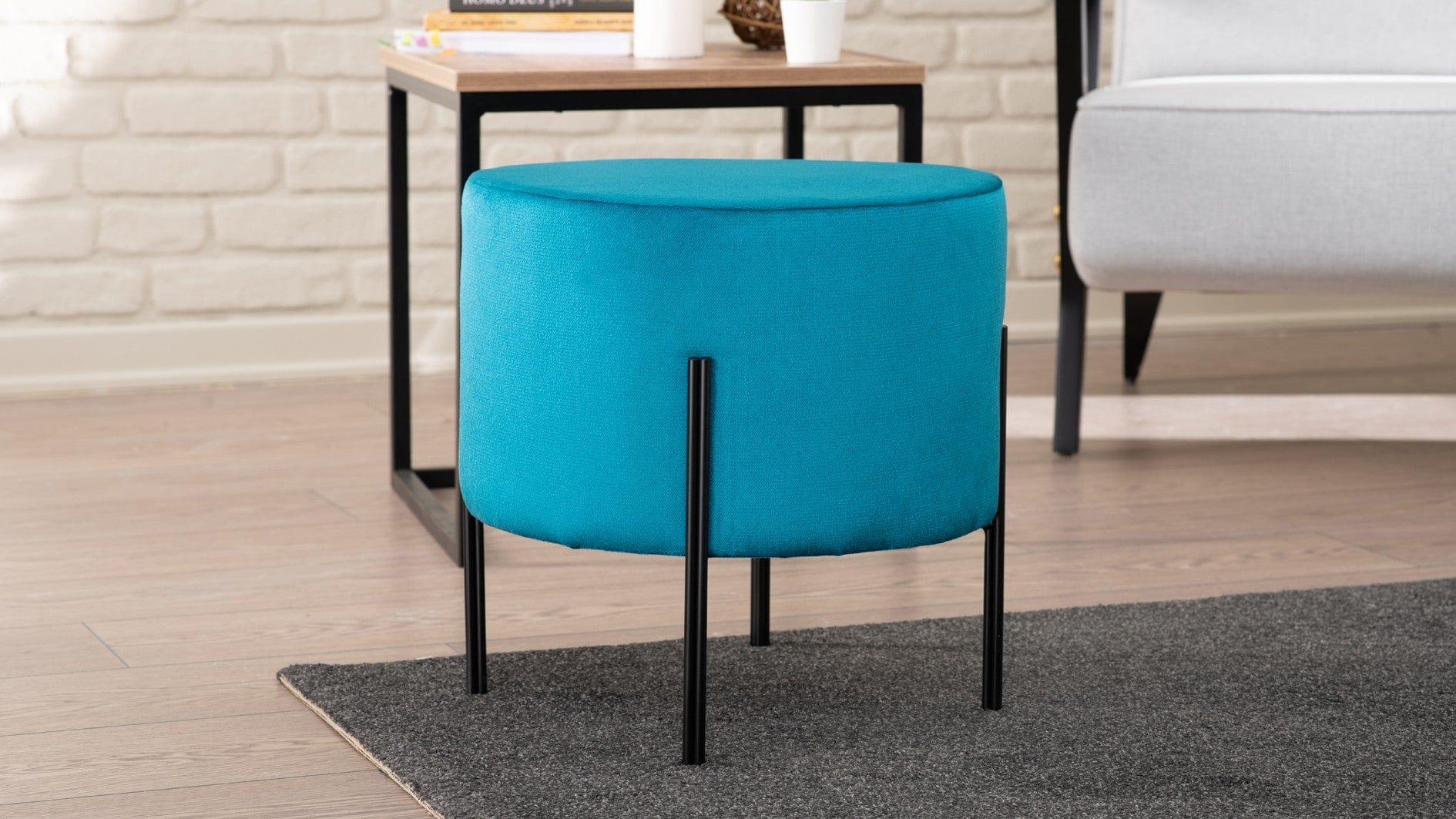 Pouf in tessuto Flow Blu (2)