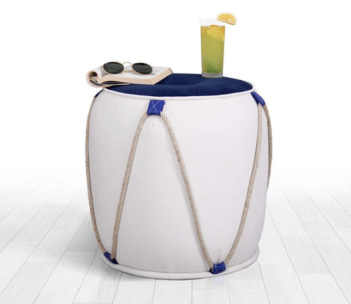 Pouf in tessuto Fora II Bianco