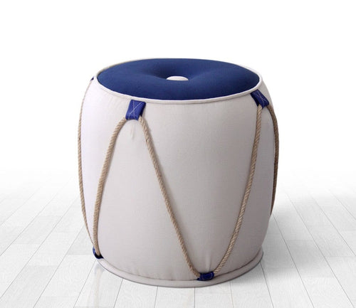 Pouf in tessuto Fora II Bianco (1)