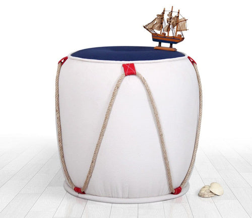 Pouf in tessuto Fora III Bianco