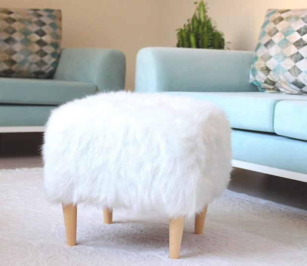 Pouf in tessuto Fox Bianco (1)