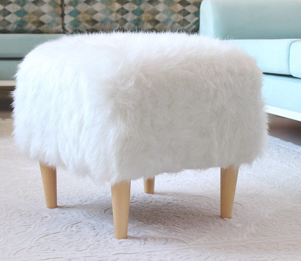Pouf in tessuto Fox Bianco (2)