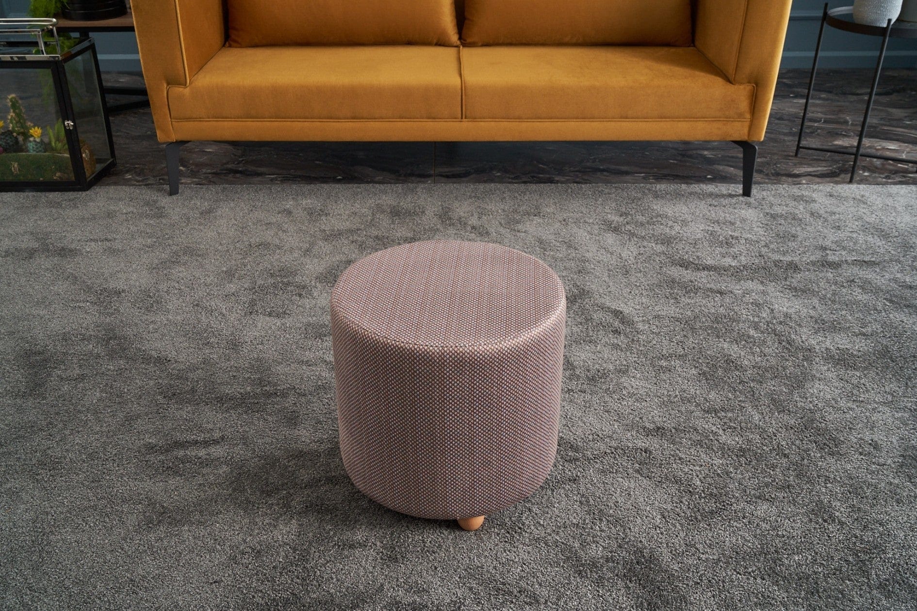 Pouf in tessuto Helen Round Multicolore (1)