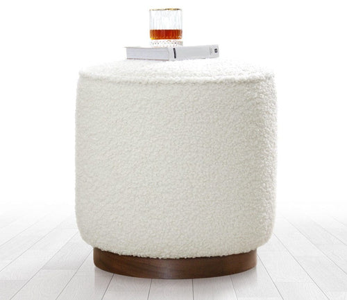 Pouf in tessuto Hellin Bianco