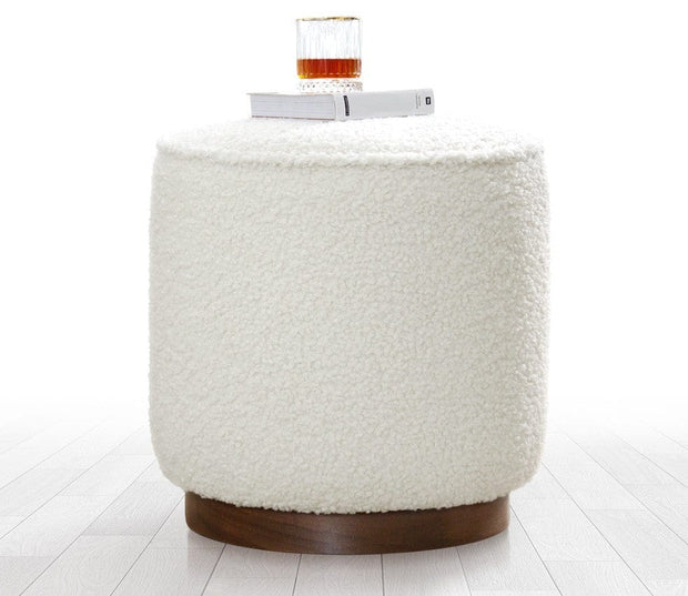 Pouf in tessuto Hellin Bianco