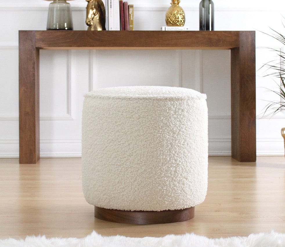 Pouf in tessuto Hellin Bianco (1)