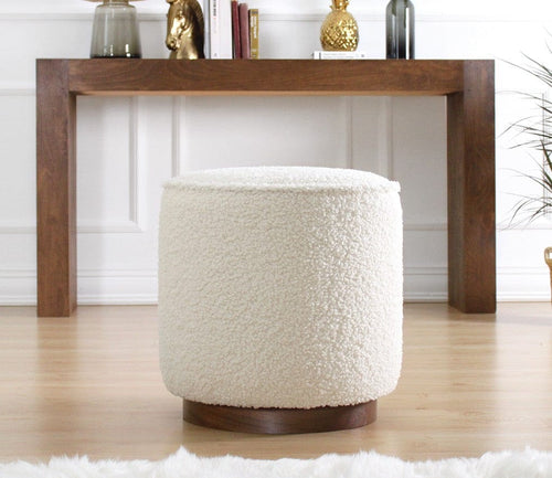 Pouf in tessuto Hellin Bianco (1)