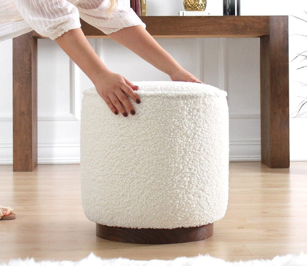 Pouf in tessuto Hellin Bianco (2)