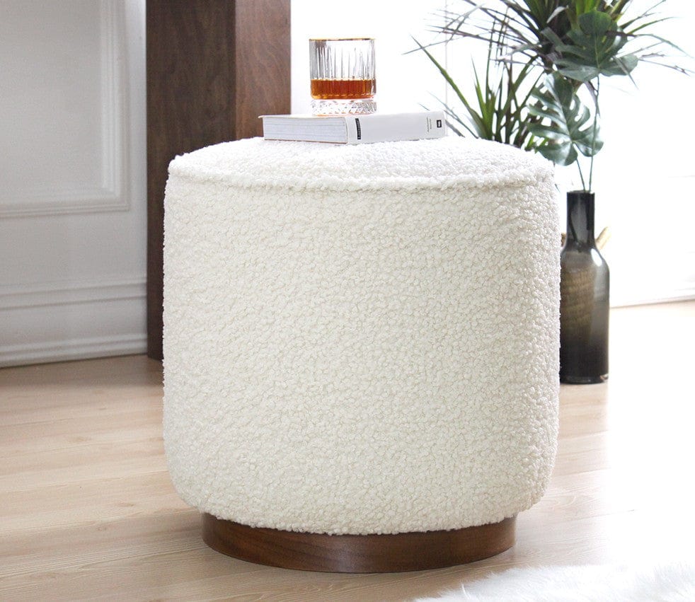 Pouf in tessuto Hellin Bianco (4)