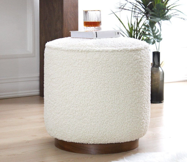 Pouf in tessuto Hellin Bianco (4)