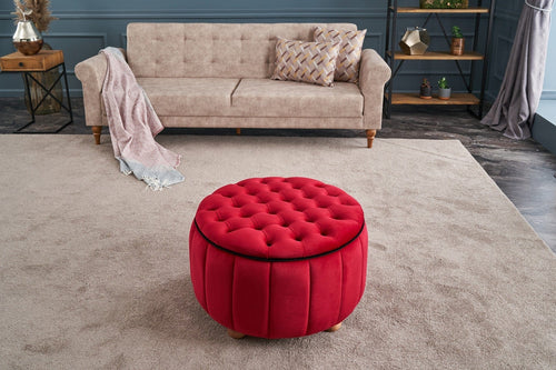 Pouf in tessuto Jasmin Rosso (1)