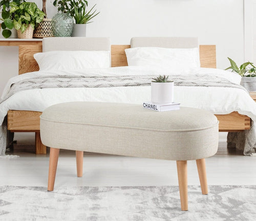 Pouf in tessuto Lednok Crema (1)