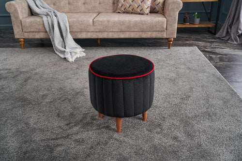 Pouf in tessuto Lindy Antracite (1)