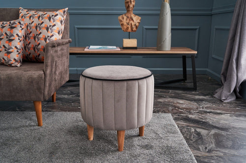 Pouf in tessuto Lindy Grigio