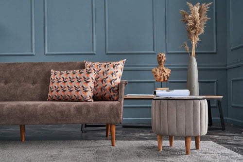 Pouf in tessuto Lindy Grigio (1)