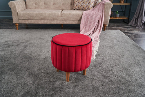 Pouf in tessuto Lindy Rosso