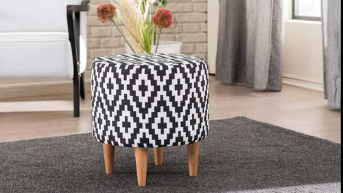 Pouf in tessuto Liza Bianco e Nero (1)