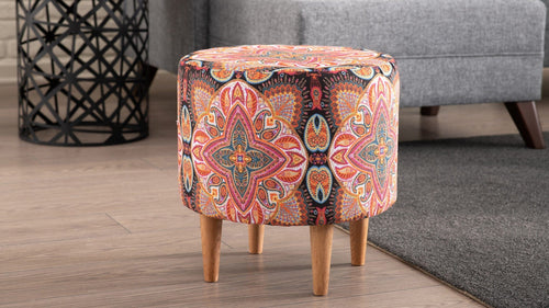 Pouf in tessuto Liza I Multicolore