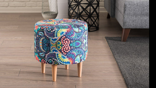Pouf in tessuto Liza II Multicolore