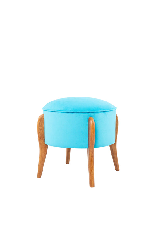 Pouf in tessuto Lockett Turchese