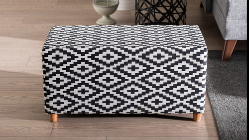 Pouf in tessuto Lotus Bianco e Nero