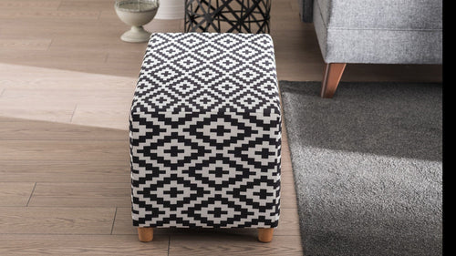 Pouf in tessuto Lotus Bianco e Nero (1)