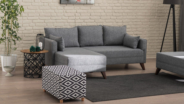 Pouf in tessuto Lotus Bianco e Nero (2)