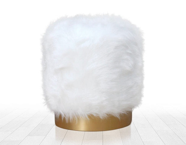 Pouf in tessuto Lovett Bianco