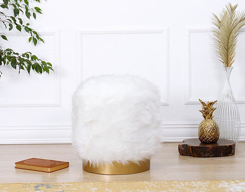 Pouf in tessuto Lovett Bianco (1)