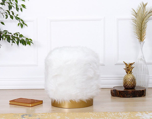 Pouf in tessuto Lovett Bianco (1)