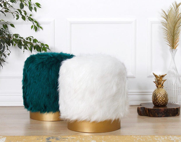 Pouf in tessuto Lovett Bianco (2)