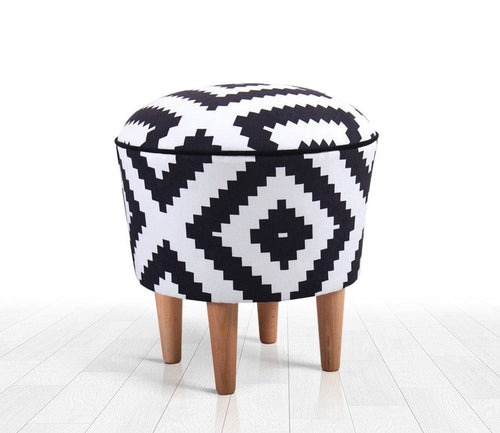 Pouf in tessuto Luiz Bianco e Nero (1)