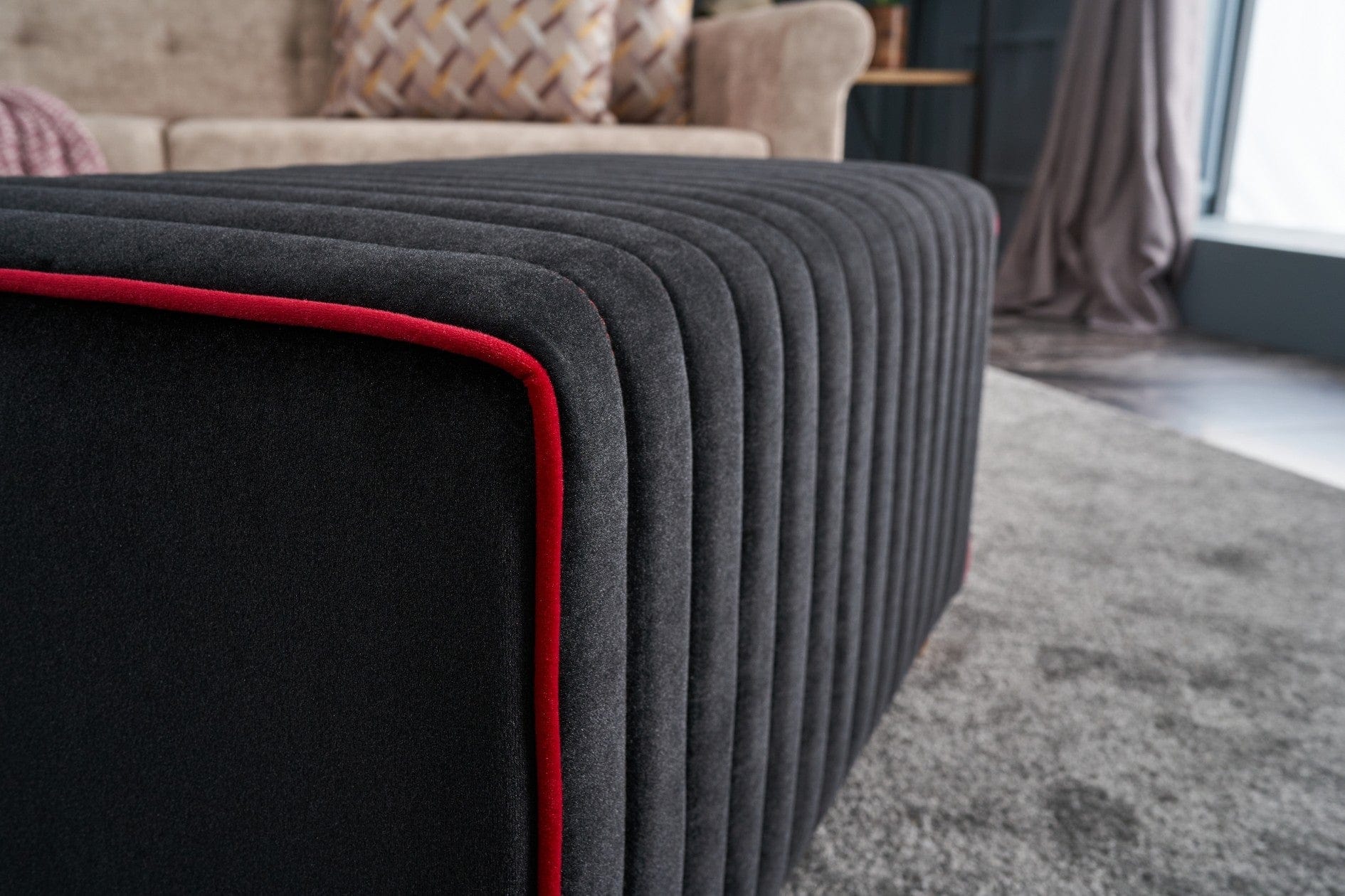 Pouf in tessuto Mabel Antracite (2)