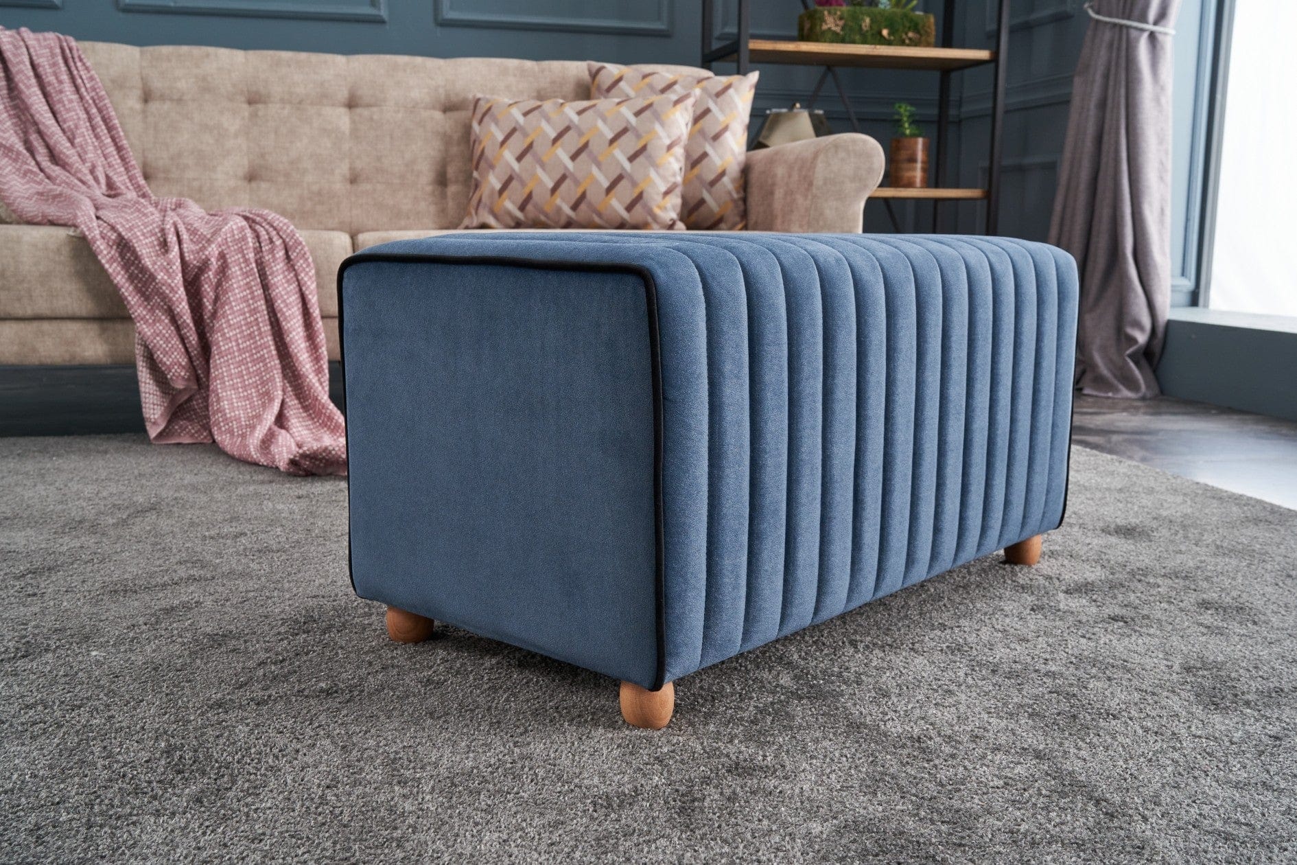 Pouf in tessuto Mabel Blu (1)