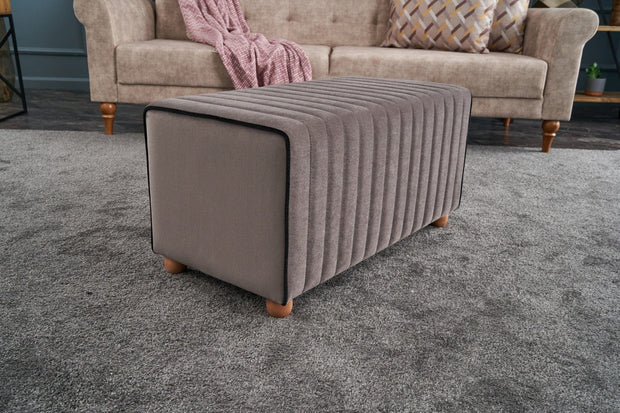 Pouf in tessuto Mabel Cappuccino