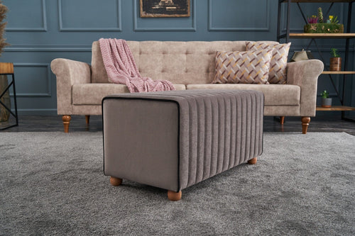 Pouf in tessuto Mabel Cappuccino (1)