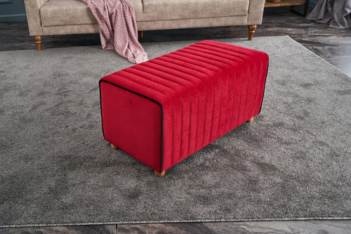 Pouf in tessuto Mabel Rosso