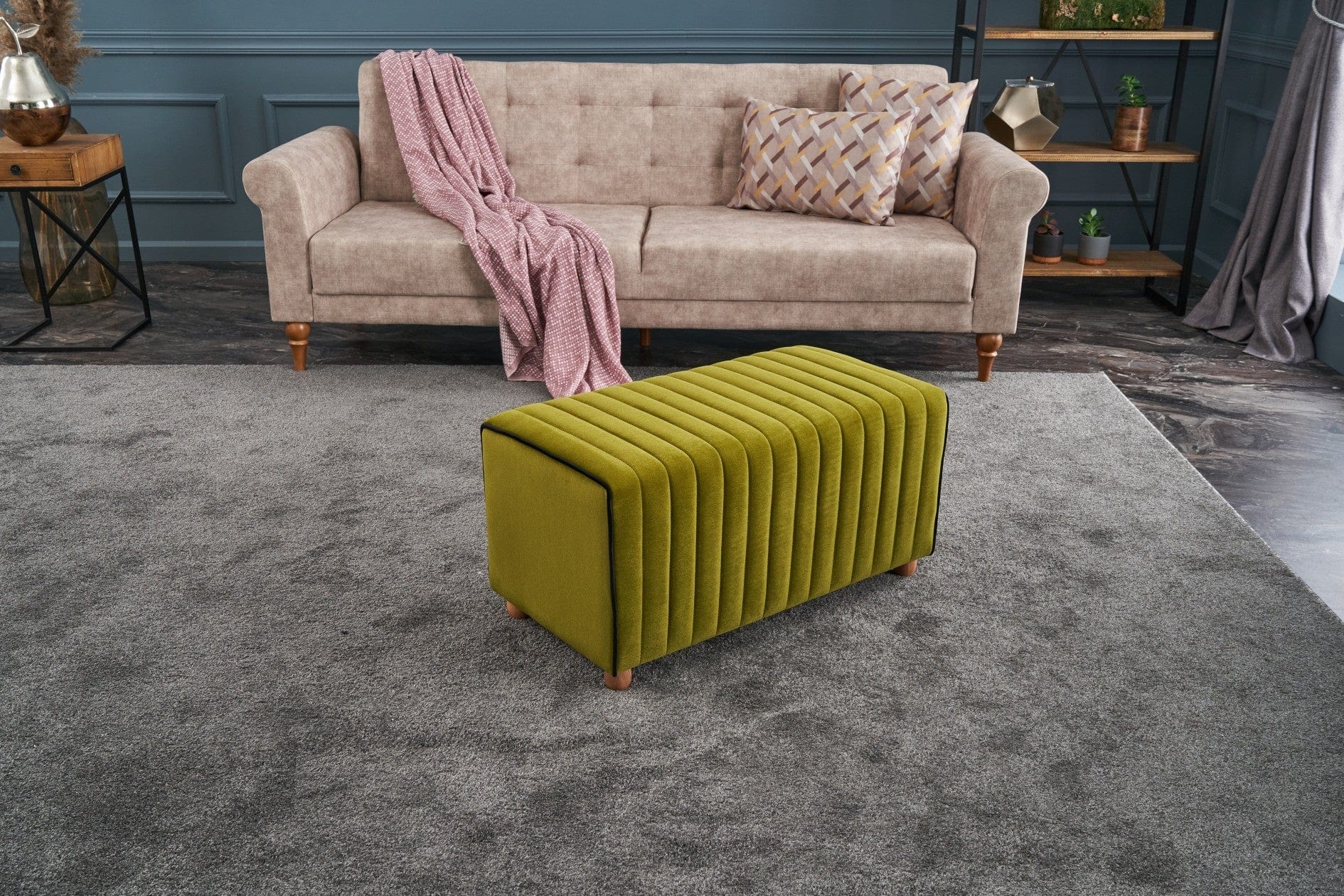 Pouf in tessuto Mabel Verde (2)